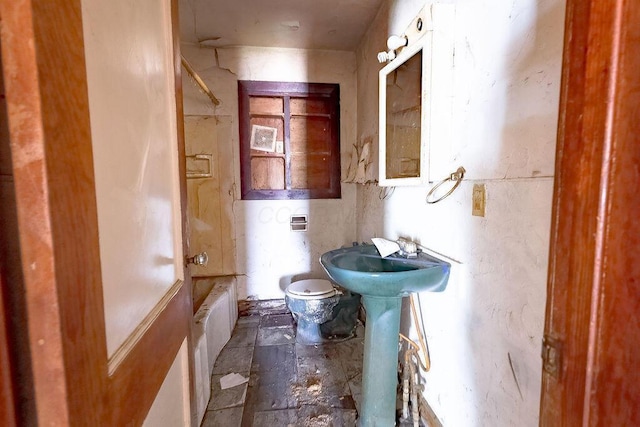 full bathroom featuring a sink and toilet