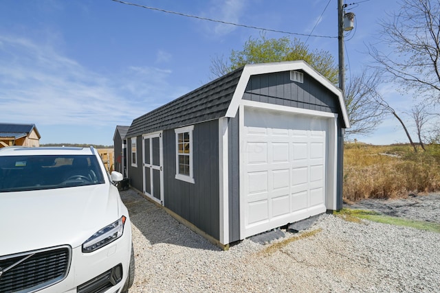 view of detached garage