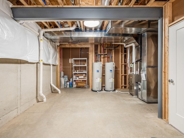 unfinished below grade area featuring water heater