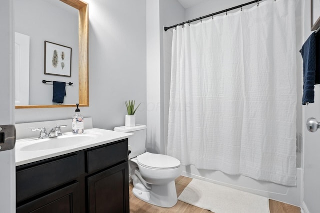 298 Long Branch Run, Delaware, OH 43015 - bathroom with vanity, shower / bath combo, and wood finished floors