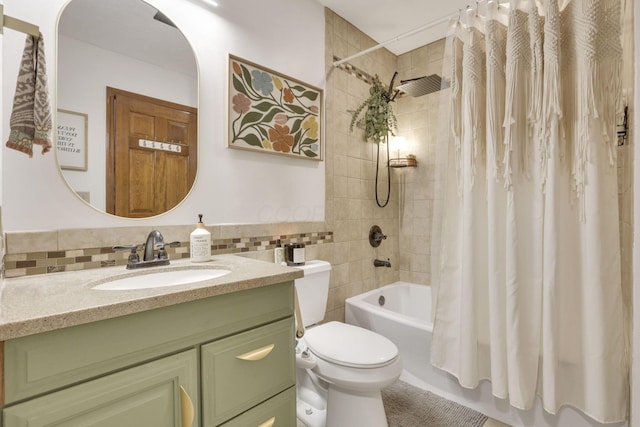 1909 Carroll Eastern Rd NW, Lancaster, OH 43130 - full bathroom with vanity, shower / bathtub combination with curtain, toilet, and tile walls