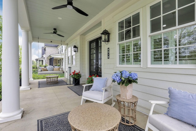 5519 Evans Farm Dr, Lewis Center, OH 43035 - view of patio with a porch and a ceiling fan