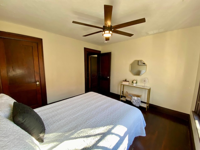 110 N Ogden Ave, Columbus, OH 43204 - bedroom featuring a ceiling fan, wood finished floors, and baseboards