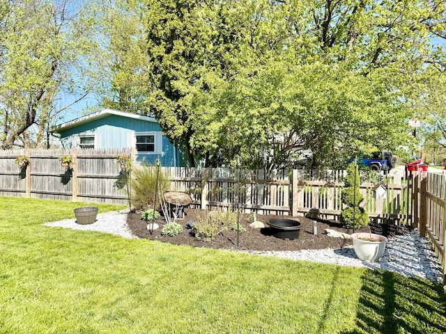 view of yard featuring a fenced backyard