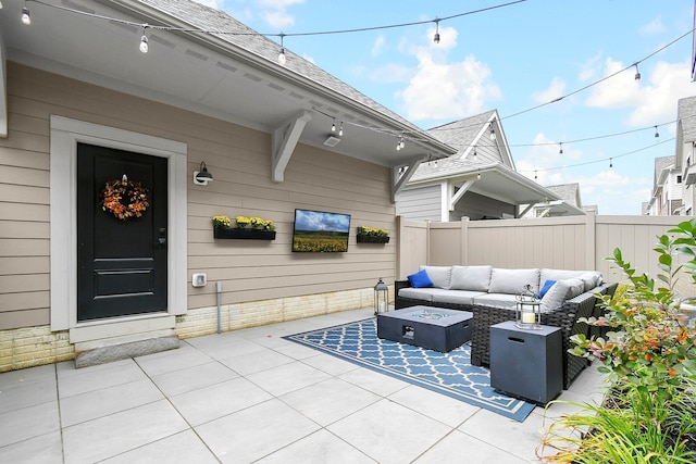 935 Pullman Pl, Columbus, OH 43212 - view of patio / terrace with fence and an outdoor living space with a fire pit