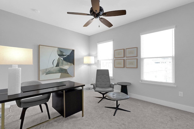 935 Pullman Pl, Columbus, OH 43212 - office space featuring a ceiling fan, baseboards, plenty of natural light, and carpet