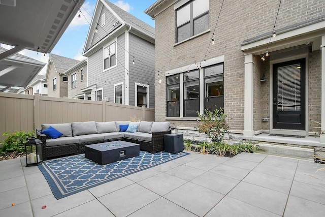 935 Pullman Pl, Columbus, OH 43212 - view of patio featuring fence and an outdoor living space with a fire pit