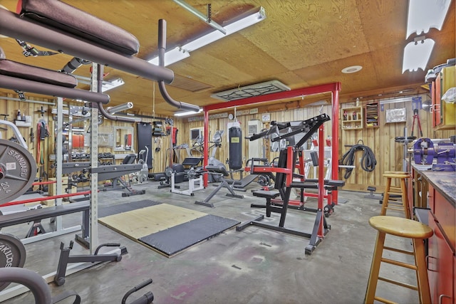 exercise room with a workshop area