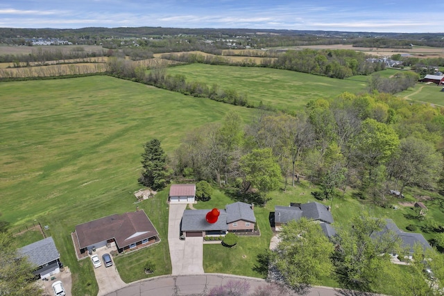 drone / aerial view featuring a rural view