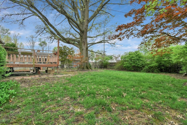view of yard with a deck