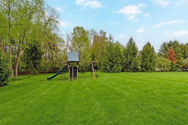 view of yard with a playground