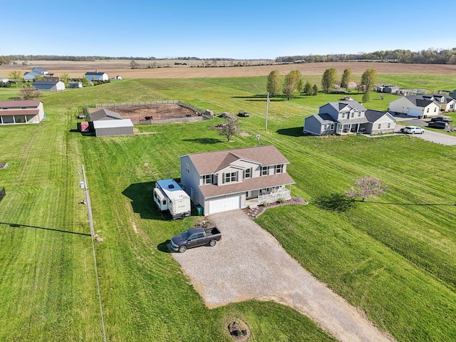 aerial view with a rural view