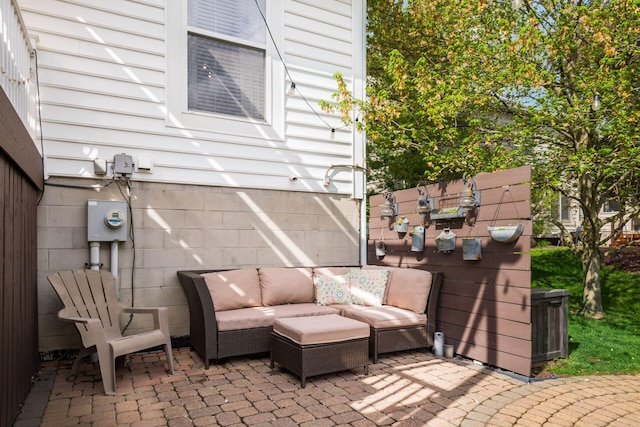 view of patio / terrace featuring an outdoor living space