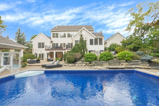 2443 Shepherd Ct, Powell, OH 43065 - outdoor pool with a patio area and an outdoor living space