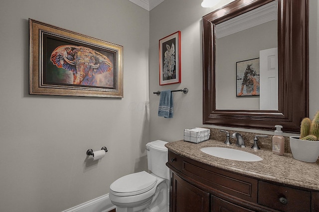 2443 Shepherd Ct, Powell, OH 43065 - bathroom with ornamental molding, toilet, and vanity