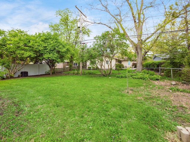 view of yard with a fenced backyard