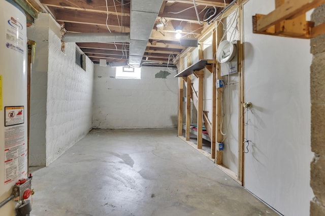 below grade area with visible vents and gas water heater