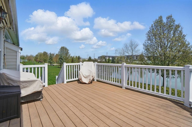deck with a lawn