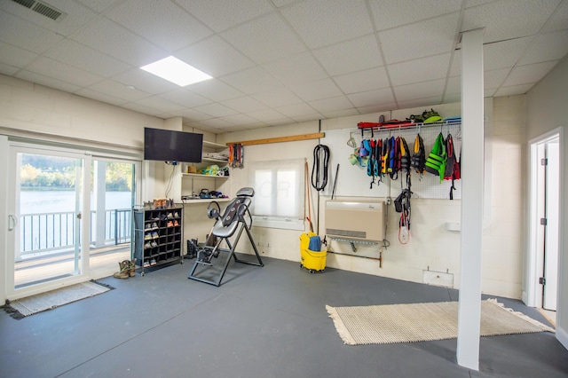 301 John St, Belpre, OH 45714 - workout area with visible vents and a drop ceiling