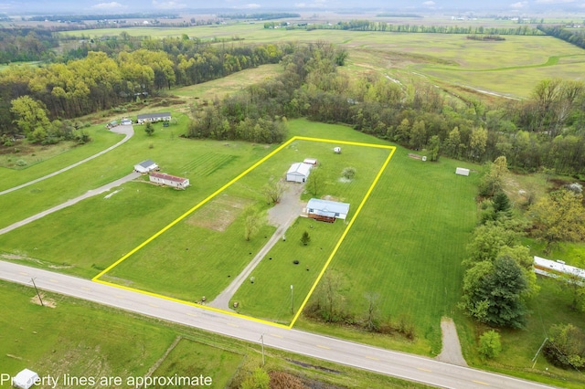 drone / aerial view with a rural view