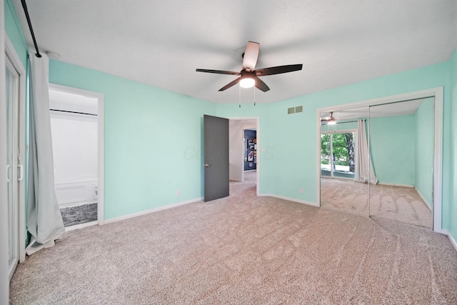 4959 Hughes Rd, Prospect, OH 43342 - unfurnished bedroom featuring carpet flooring, baseboards, ceiling fan, ensuite bath, and a closet