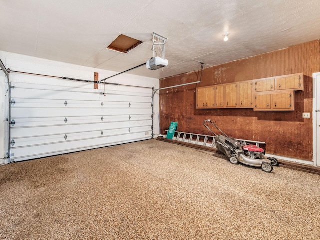 garage with a garage door opener