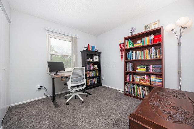office featuring baseboards and carpet