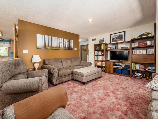 1305 Cooperriders Rd NW, Somerset, OH 43783 - carpeted living room featuring a textured ceiling and visible vents