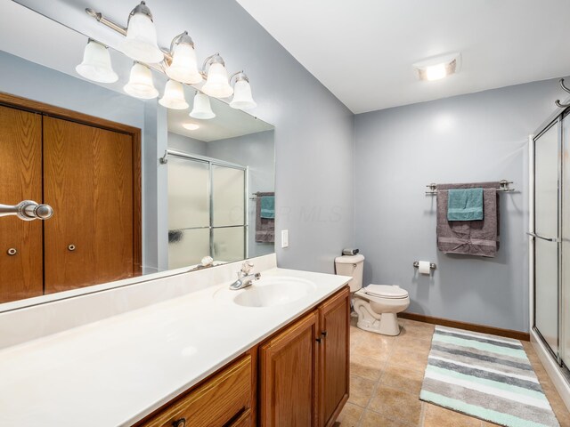 1305 Cooperriders Rd NW, Somerset, OH 43783 - full bath featuring toilet, a shower stall, tile patterned flooring, and vanity
