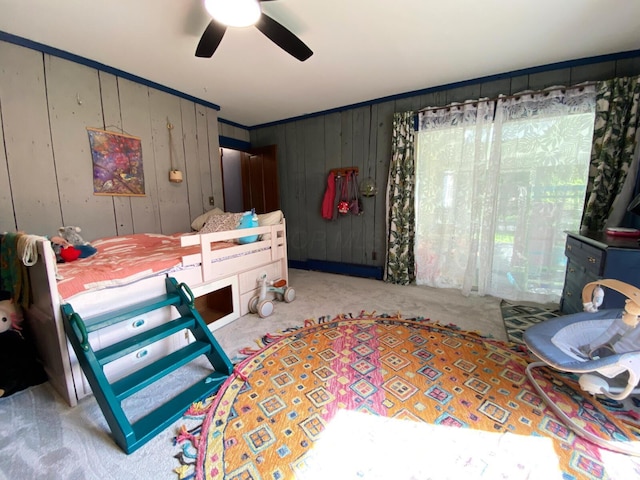bedroom featuring carpet floors and a ceiling fan