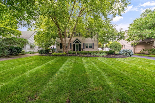 obstructed view of property featuring a front yard