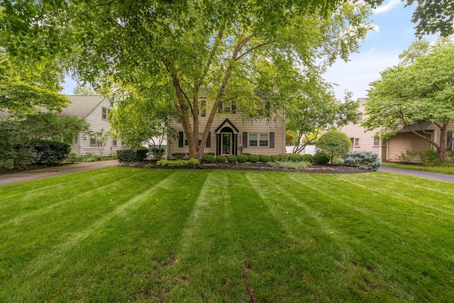 obstructed view of property featuring a front yard