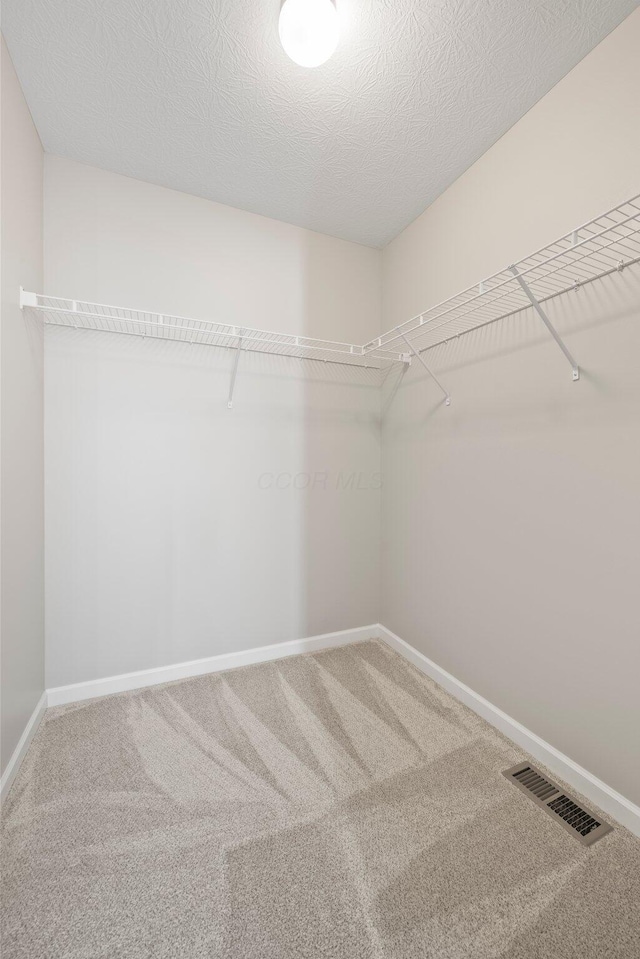 walk in closet with visible vents and carpet flooring