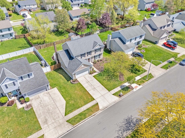 aerial view with a residential view