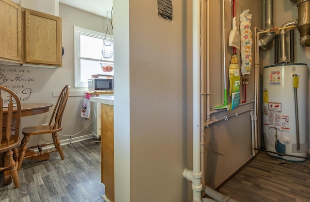 utilities featuring visible vents and water heater