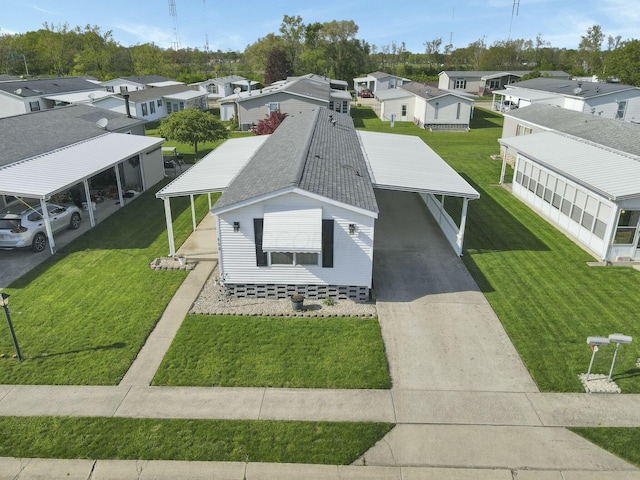 aerial view with a residential view
