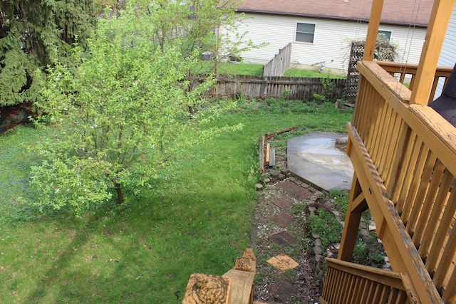 view of yard featuring a patio and fence