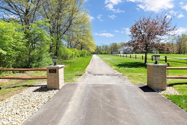 view of street featuring street lighting and driveway