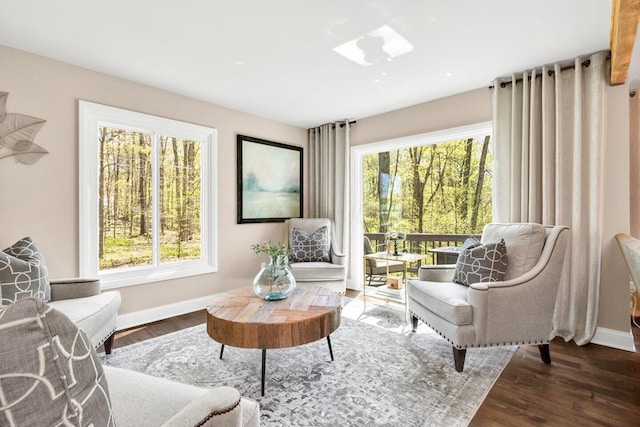 sitting room featuring baseboards and wood finished floors