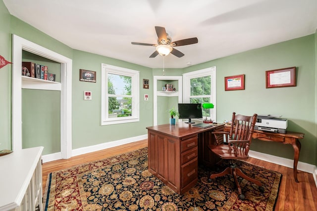 1938 W 5th Ave, Columbus, OH 43212 - office area with ceiling fan, plenty of natural light, wood finished floors, and baseboards