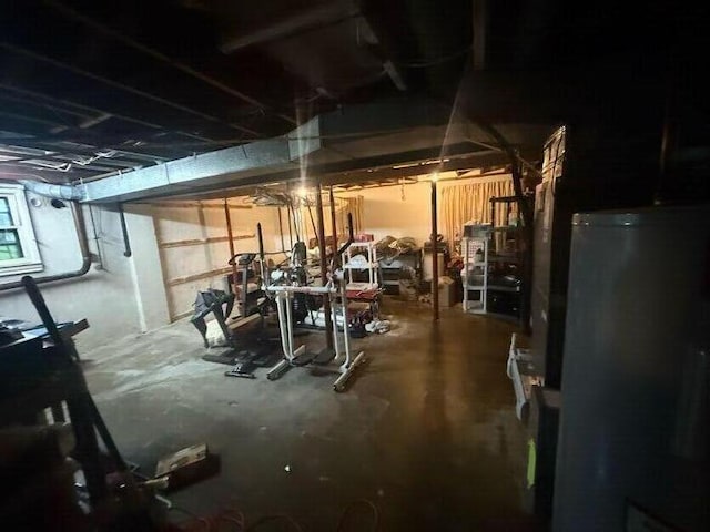 unfinished below grade area with water heater