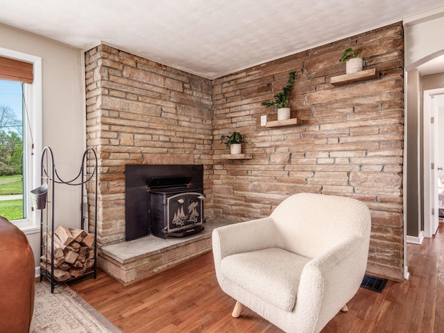 living area with wood finished floors