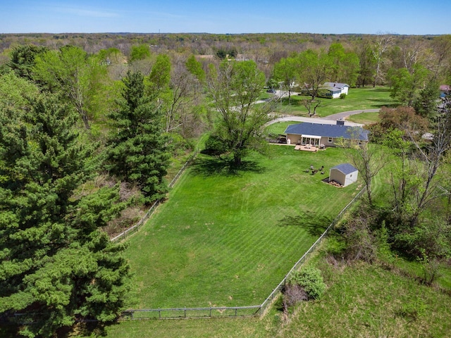 bird's eye view featuring a view of trees