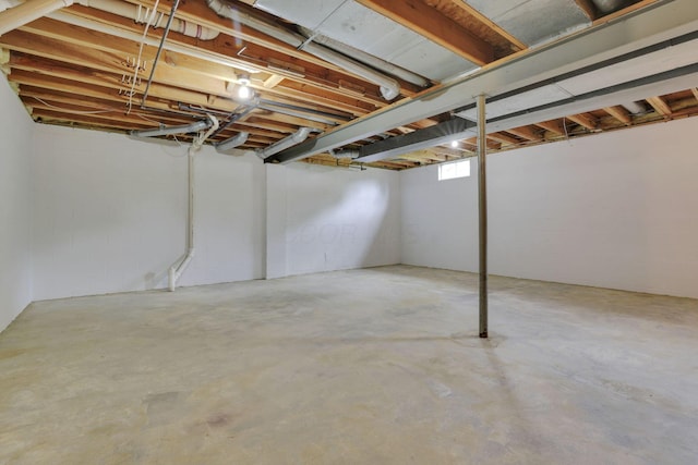 view of unfinished basement