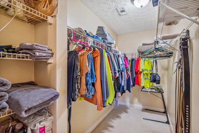 spacious closet with visible vents
