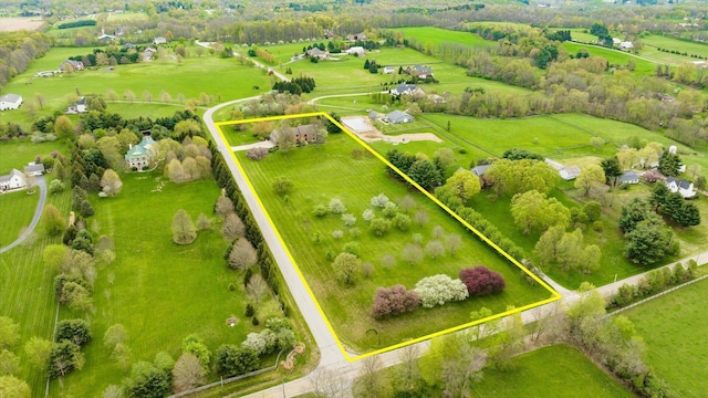 bird's eye view with a rural view