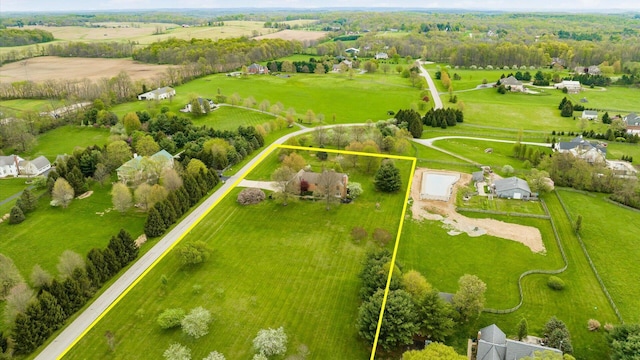 aerial view featuring a rural view