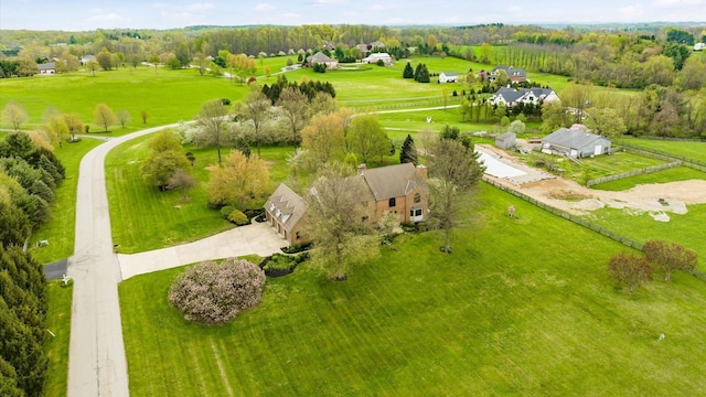 bird's eye view with a rural view