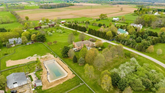 aerial view featuring a rural view