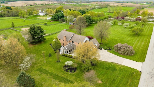 drone / aerial view featuring a rural view
